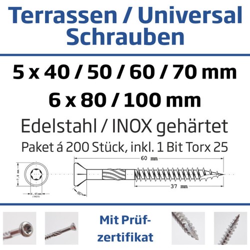 Terrassenschrauben edelstahl - terrassenschrauben,